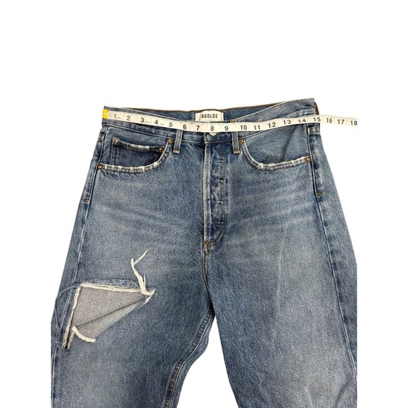 Agolde 90s Jeans Womens High-Waisted Distressed Blue Denim Size 26 - Picture 4 of 8